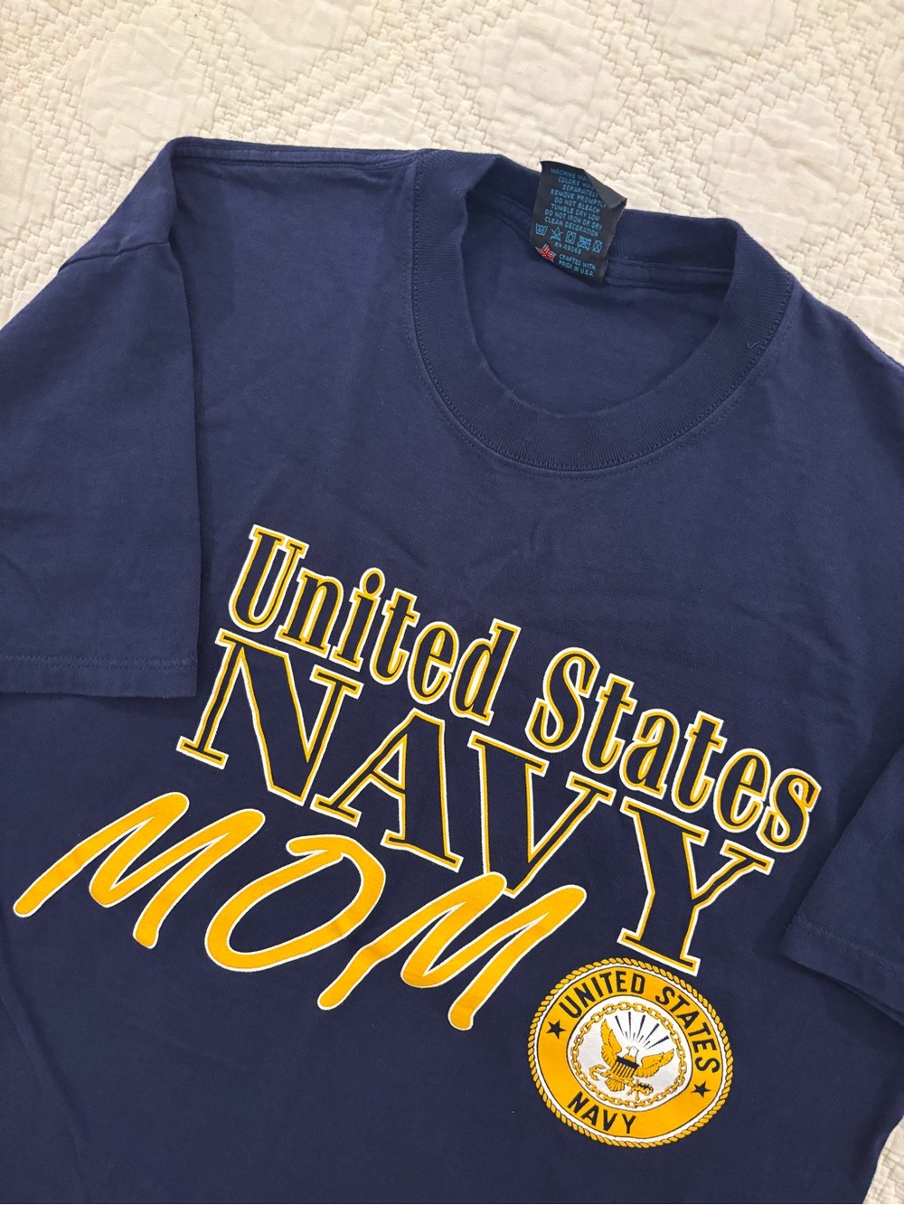 Vtg Soffes United States Navy Mom Shirt Adult L Short Sleeve Made In USA Cotton